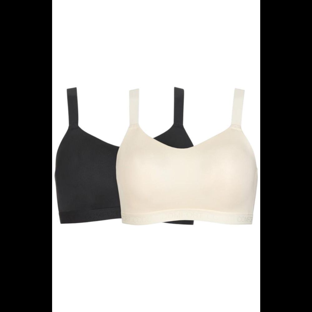 Comfort Code Women's 2pk Signature Smooth Wireless Bra Black/White - Regular